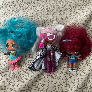 Bundle of 3 L.O.L Surprise Dolls with Hair.